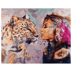 Картина по номерам Девушка и леопард, 40x50 см. ВанГогВоМне