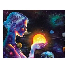 Алмазная мозаика Солнечная система на ладони, картина стразами Цветной 40x50 см.