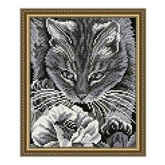 Алмазная мозаика Кот и пчела, картина стразами АРТ СОЛО 20x24.6 см. Art Solo