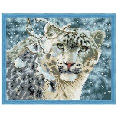 Алмазная мозаика Снежный барс (На подрамнике), картина стразами Цветной 40x50 см.