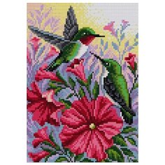 Алмазная мозаика Колибри и гибискус, картина стразами Вышиваем бисером 20x28.5 см.