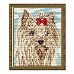 Алмазная мозаика Йоркширский терьер с бантом, картина стразами АРТ СОЛО 20x24.6 см. Art Solo