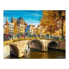 Алмазная мозаика Канал в Амстрдаме (На подрамнике), картина стразами Цветной 40x50 см.