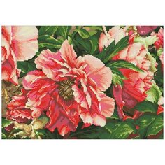 Алмазная мозаика Яркие пионы, картина стразами Паутинка 50x35 см.