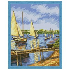 Алмазная мозаика Парусные лодки (На подрамнике), картина стразами Цветной 40x50 см.