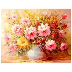 Алмазная мозаика Букет нежных цветов (На подрамнике), картина стразами Цветной 40x50 см.