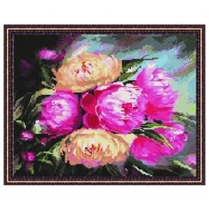 Алмазная мозаика Бутоны пионов, картина стразами PaintBoy 40x50 см.