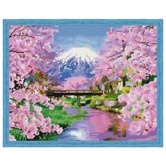 Алмазная мозаика Фудзияма (На подрамнике), картина стразами Цветной 40x50 см.