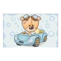 Алмазная мозаика Мишка спешит играть (На подрамнике), картина стразами Цветной 20x30 см.