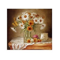 Картина по номерам Натюрморт с ромашками и календулой, 30x30 см. Molly