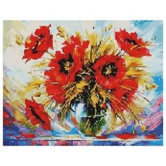 Алмазная мозаика Букет маков, картина стразами PaintBoy 40x50 см.