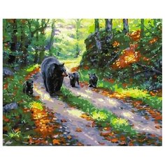 Картина по номерам Медвежата с мамой, 40x50 см. PaintBoy