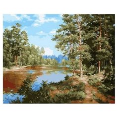 Картина по номерам Озеро в сосновом бору, 40x50 см. PaintBoy