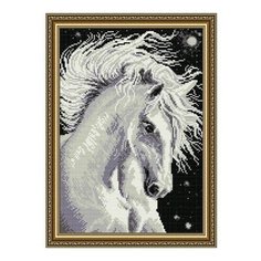 Алмазная мозаика Лошадь белая, картина стразами АРТ СОЛО 28.5x41 см. Art Solo