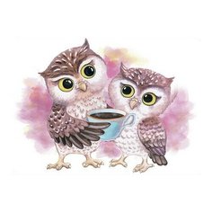 Алмазная мозаика Милые совы, картина стразами Цветной 30x40 см.