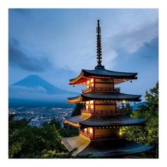 Алмазная мозаика Японская пагода, картина стразами Molly 30x30 см.