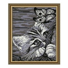 Алмазная мозаика Котенок в корзине, картина стразами АРТ СОЛО 20x24.6 см. Art Solo