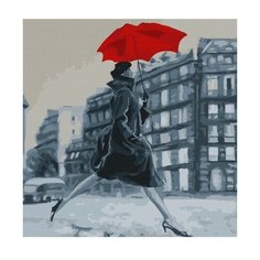 Картина по номерам Девушка с красным зонтом, 30x30 см. Molly