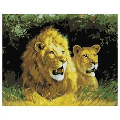 Алмазная мозаика Львиная семья, картина стразами Color KIT 40x50 см.