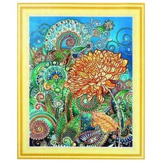 Алмазная мозаика Золотая хризантема, картина стразами Color KIT 40x50 см.