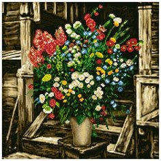 Алмазная мозаика Полевой букет, картина стразами Паутинка 40x40 см.