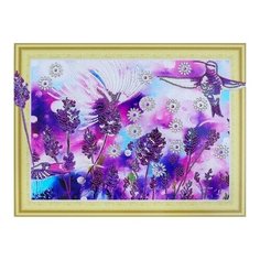 Алмазная мозаика Лавандовые колибри, картина стразами Color KIT 30x40 см.