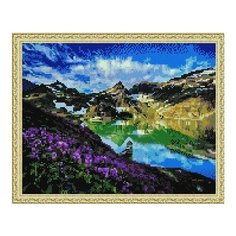 Алмазная мозаика Цветы в горах, картина стразами PaintBoy 40x50 см.