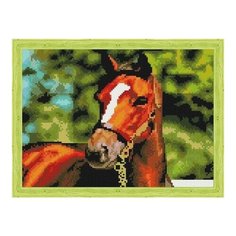 Алмазная мозаика Гнедая, картина стразами Цветной 30x40 см.