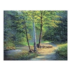 Алмазная мозаика Река в лесу, картина стразами Цветной 40x50 см.