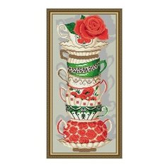 Алмазная мозаика Чашки с розой, картина стразами АРТ СОЛО 24.5x60.5 см. Art Solo