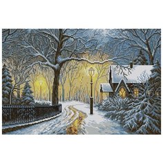Алмазная мозаика Зимний вечер, картина стразами Вышиваем бисером 40x60 см.
