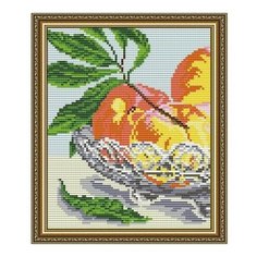 Алмазная мозаика В хрустале. Персики. Диптих 1, картина стразами АРТ СОЛО 20x24.6 см. Art Solo