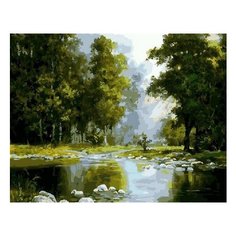 Картина по номерам Озеро в лесу, 40x50 см. ВанГогВоМне