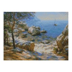 Алмазная мозаика Побережье Крыма, картина стразами PaintBoy 30x40 см.