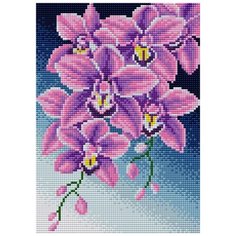 Алмазная мозаика Цветок орхидеи, картина стразами Вышиваем бисером 20x28.5 см.