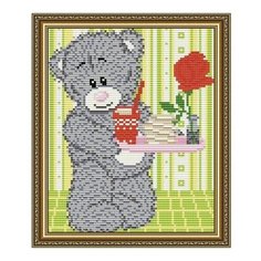 Алмазная мозаика Мишка с подносом, картина стразами АРТ СОЛО 20x24.6 см. Art Solo