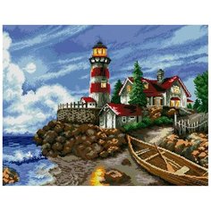 Алмазная мозаика Огни маяка, картина стразами Алмазная живопись 64x50 см.
