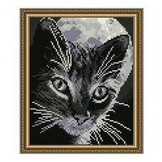 Алмазная мозаика Кот под луной, картина стразами АРТ СОЛО 20x24.6 см. Art Solo