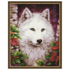 Алмазная мозаика Белый волк, картина стразами PaintBoy 40x50 см.