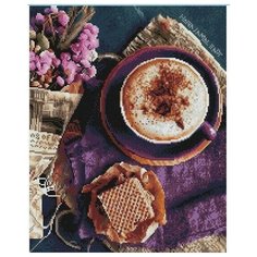 Алмазная мозаика Капучино и цветы, картина стразами PaintBoy 40x50 см.