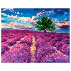 Картина по номерам Дерево на лавандовом поле, 40x50 см. PaintBoy