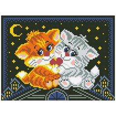 Алмазная мозаика Котики на крыше, картина стразами Паутинка 18x24 см.