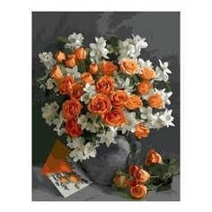 Картина по номерам Букет из белых цветов и роз, 40x50 см. PaintBoy