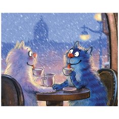 Алмазная мозаика Коты на свидании, картина стразами Цветной 40x50 см.