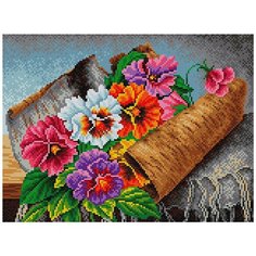 Алмазная мозаика Анютины глазки, картина стразами Вышиваем бисером 30x40 см.