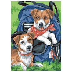 Алмазная мозаика Терьеры (На подрамнике), картина стразами Цветной 30x40 см.