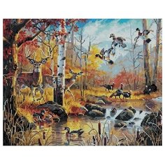 Алмазная мозаика По следам лесных зверей, картина стразами PaintBoy 40x50 см.