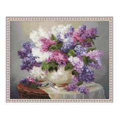Алмазная мозаика Букет сирени, картина стразами PaintBoy 40x50 см.
