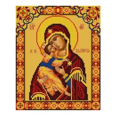 Алмазная мозаика Икона Божией Матери Владимирская, картина стразами Фрея 22x27 см.