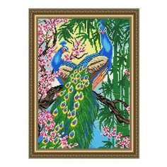 Алмазная мозаика Павлины на сакуре, картина стразами АРТ СОЛО 28.5x41 см. Art Solo